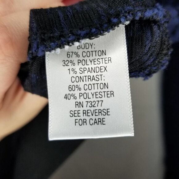 Apt. 9 Blue and Black Racing Stripe Long Sleeve Crew Neck Sweater - Picture 6 of 6